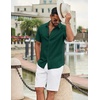 image:imageCOOFANDY Mens Casual Button Down Shirts Short Sleeve Textured Summer Beach ShirtDark Green