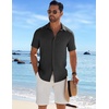 image:imageCOOFANDY Mens Casual Button Down Shirts Short Sleeve Textured Summer Beach ShirtDark Grey