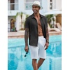 image:imageCOOFANDY Mens Casual Button Down Shirts Short Sleeve Textured Summer Beach ShirtDark Grey