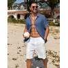 image:imageCOOFANDY Mens Casual Button Down Shirts Short Sleeve Textured Summer Beach ShirtDenim Blue