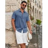 image:imageCOOFANDY Mens Casual Button Down Shirts Short Sleeve Textured Summer Beach ShirtDenim Blue