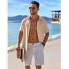 image:imageCOOFANDY Mens Casual Button Down Shirts Short Sleeve Textured Summer Beach ShirtKhaki