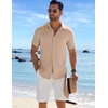 image:imageCOOFANDY Mens Casual Button Down Shirts Short Sleeve Textured Summer Beach ShirtKhaki