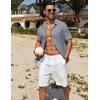 image:imageCOOFANDY Mens Casual Button Down Shirts Short Sleeve Textured Summer Beach ShirtLight Grey
