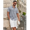 image:imageCOOFANDY Mens Casual Button Down Shirts Short Sleeve Textured Summer Beach ShirtLight Grey