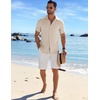image:imageCOOFANDY Mens Casual Button Down Shirts Short Sleeve Textured Summer Beach ShirtLight Khaki
