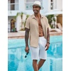 image:imageCOOFANDY Mens Casual Button Down Shirts Short Sleeve Textured Summer Beach ShirtLight Khaki
