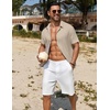 image:imageCOOFANDY Mens Casual Button Down Shirts Short Sleeve Textured Summer Beach ShirtLight Khaki