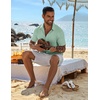 image:imageCOOFANDY Mens Casual Button Down Shirts Short Sleeve Textured Summer Beach ShirtMint Green