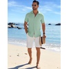image:imageCOOFANDY Mens Casual Button Down Shirts Short Sleeve Textured Summer Beach ShirtMint Green