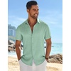 image:imageCOOFANDY Mens Casual Button Down Shirts Short Sleeve Textured Summer Beach ShirtMint Green