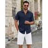 image:imageCOOFANDY Mens Casual Button Down Shirts Short Sleeve Textured Summer Beach ShirtNavy Blue