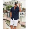 image:imageCOOFANDY Mens Casual Button Down Shirts Short Sleeve Textured Summer Beach ShirtNavy Blue