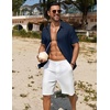 image:imageCOOFANDY Mens Casual Button Down Shirts Short Sleeve Textured Summer Beach ShirtNavy Blue