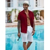 image:imageCOOFANDY Mens Casual Button Down Shirts Short Sleeve Textured Summer Beach ShirtRed
