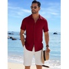 image:imageCOOFANDY Mens Casual Button Down Shirts Short Sleeve Textured Summer Beach ShirtRed