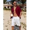 image:imageCOOFANDY Mens Casual Button Down Shirts Short Sleeve Textured Summer Beach ShirtRed