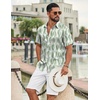image:imageCOOFANDY Mens Casual Button Down Shirts Short Sleeve Textured Summer Beach ShirtSage Green Patterned