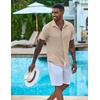 image:imageCOOFANDY Mens Casual Button Down Shirts Short Sleeve Textured Summer Beach ShirtStone
