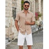 image:imageCOOFANDY Mens Casual Button Down Shirts Short Sleeve Textured Summer Beach ShirtStone
