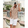 image:imageCOOFANDY Mens Casual Button Down Shirts Short Sleeve Textured Summer Beach ShirtStone