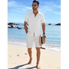 image:imageCOOFANDY Mens Casual Button Down Shirts Short Sleeve Textured Summer Beach ShirtWhite