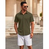 image:imageCOOFANDY Mens Casual Button Down Short Sleeve Shirts Untucked Wrinkle Free Shirt Stretch Dress ShirtsArmy Green