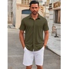 image:imageCOOFANDY Mens Casual Button Down Short Sleeve Shirts Untucked Wrinkle Free Shirt Stretch Dress ShirtsArmy Green