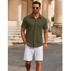 image:imageCOOFANDY Mens Casual Button Down Short Sleeve Shirts Untucked Wrinkle Free Shirt Stretch Dress ShirtsArmy Green