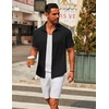 image:imageCOOFANDY Mens Casual Button Down Short Sleeve Shirts Untucked Wrinkle Free Shirt Stretch Dress ShirtsBlack