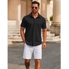 image:imageCOOFANDY Mens Casual Button Down Short Sleeve Shirts Untucked Wrinkle Free Shirt Stretch Dress ShirtsBlack