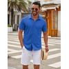 image:imageCOOFANDY Mens Casual Button Down Short Sleeve Shirts Untucked Wrinkle Free Shirt Stretch Dress ShirtsBlue