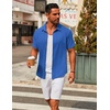 image:imageCOOFANDY Mens Casual Button Down Short Sleeve Shirts Untucked Wrinkle Free Shirt Stretch Dress ShirtsBlue