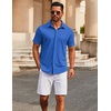 image:imageCOOFANDY Mens Casual Button Down Short Sleeve Shirts Untucked Wrinkle Free Shirt Stretch Dress ShirtsBlue