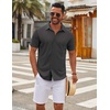 image:imageCOOFANDY Mens Casual Button Down Short Sleeve Shirts Untucked Wrinkle Free Shirt Stretch Dress ShirtsDark Grey