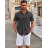 image:imageCOOFANDY Mens Casual Button Down Short Sleeve Shirts Untucked Wrinkle Free Shirt Stretch Dress ShirtsDark Grey