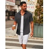 image:imageCOOFANDY Mens Casual Button Down Short Sleeve Shirts Untucked Wrinkle Free Shirt Stretch Dress ShirtsDark Grey