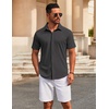 image:imageCOOFANDY Mens Casual Button Down Short Sleeve Shirts Untucked Wrinkle Free Shirt Stretch Dress ShirtsDark Grey
