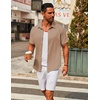 image:imageCOOFANDY Mens Casual Button Down Short Sleeve Shirts Untucked Wrinkle Free Shirt Stretch Dress ShirtsKhaki