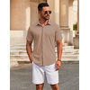 image:imageCOOFANDY Mens Casual Button Down Short Sleeve Shirts Untucked Wrinkle Free Shirt Stretch Dress ShirtsKhaki