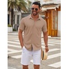image:imageCOOFANDY Mens Casual Button Down Short Sleeve Shirts Untucked Wrinkle Free Shirt Stretch Dress ShirtsKhaki