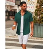 image:imageCOOFANDY Mens Casual Button Down Short Sleeve Shirts Untucked Wrinkle Free Shirt Stretch Dress ShirtsLake Green