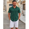 image:imageCOOFANDY Mens Casual Button Down Short Sleeve Shirts Untucked Wrinkle Free Shirt Stretch Dress ShirtsLake Green