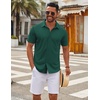 image:imageCOOFANDY Mens Casual Button Down Short Sleeve Shirts Untucked Wrinkle Free Shirt Stretch Dress ShirtsLake Green