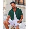 image:imageCOOFANDY Mens Casual Button Down Short Sleeve Shirts Untucked Wrinkle Free Shirt Stretch Dress ShirtsLake Green