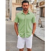 image:imageCOOFANDY Mens Casual Button Down Short Sleeve Shirts Untucked Wrinkle Free Shirt Stretch Dress ShirtsLight Green