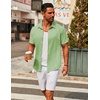 image:imageCOOFANDY Mens Casual Button Down Short Sleeve Shirts Untucked Wrinkle Free Shirt Stretch Dress ShirtsLight Green