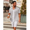 image:imageCOOFANDY Mens Casual Button Down Short Sleeve Shirts Untucked Wrinkle Free Shirt Stretch Dress ShirtsLight Grey