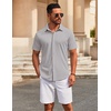 image:imageCOOFANDY Mens Casual Button Down Short Sleeve Shirts Untucked Wrinkle Free Shirt Stretch Dress ShirtsLight Grey