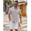 image:imageCOOFANDY Mens Casual Button Down Short Sleeve Shirts Untucked Wrinkle Free Shirt Stretch Dress ShirtsLight Grey